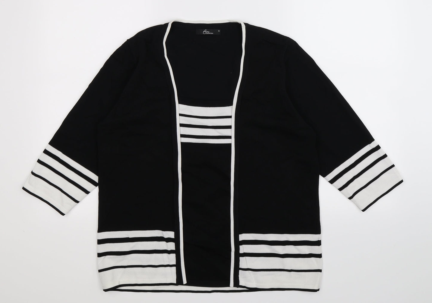 BM Womens Black Striped Knit Pullover Jumper Size M