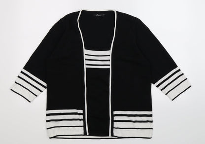 BM Womens Black Striped Knit Pullover Jumper Size M