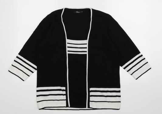 BM Womens Black Striped Knit Pullover Jumper Size M