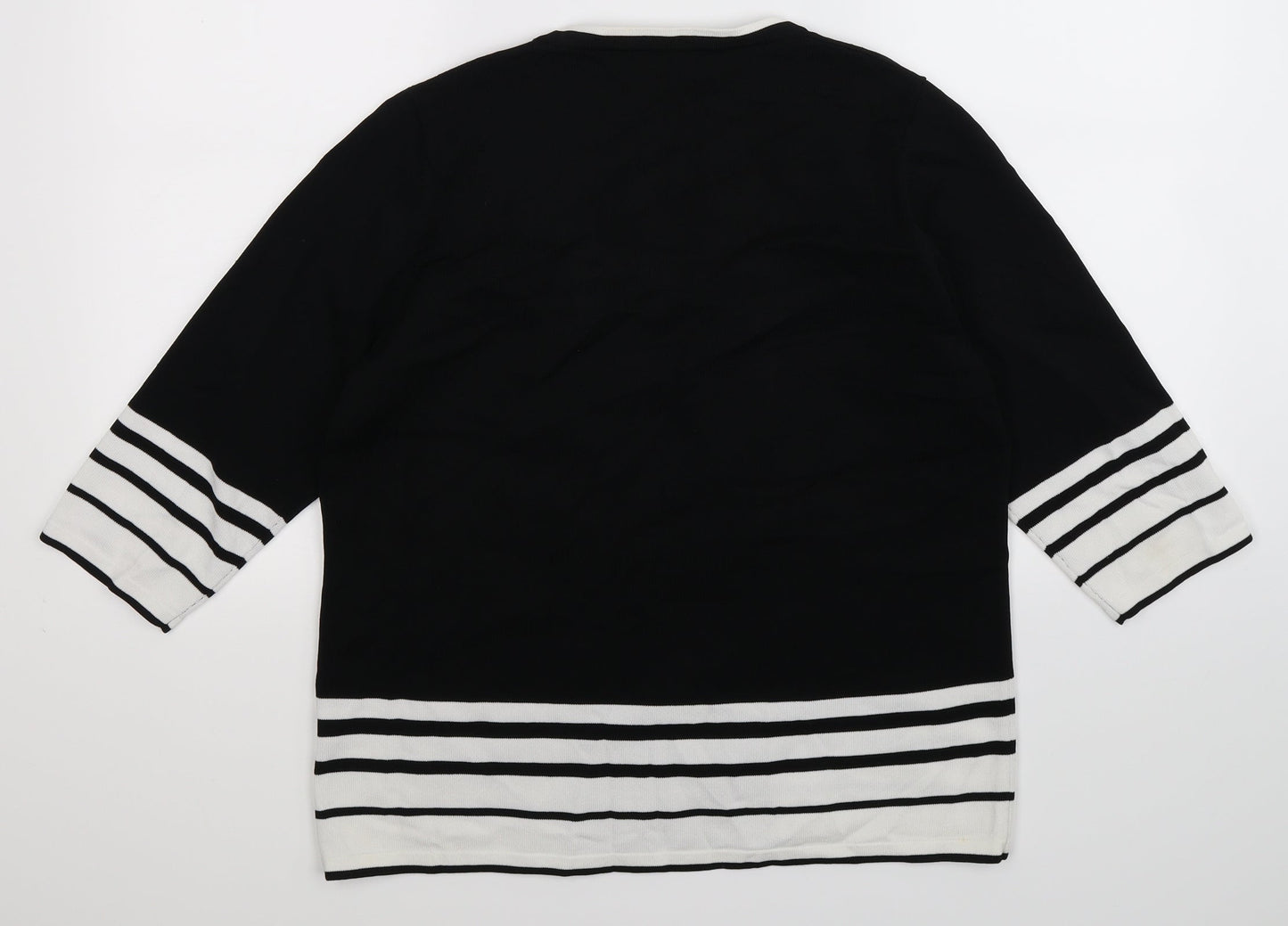 BM Womens Black Striped Knit Pullover Jumper Size M
