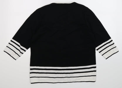BM Womens Black Striped Knit Pullover Jumper Size M