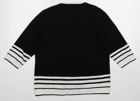 BM Womens Black Striped Knit Pullover Jumper Size M