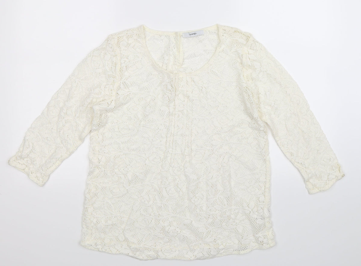 Additional front view of George women’s white knit jumper, size UK 12