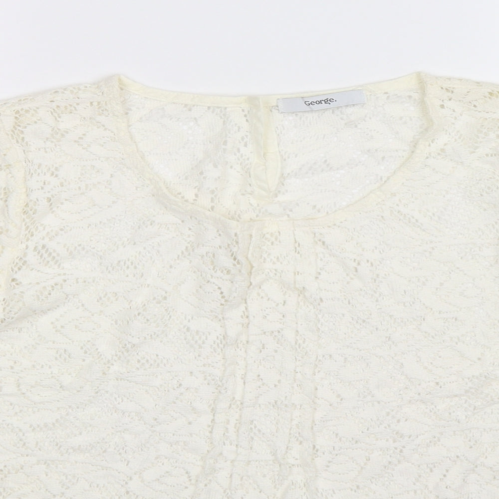 Close-up detail of George women’s white knit jumper, size UK 12