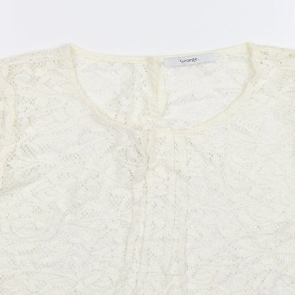 Close-up detail of George women’s white knit jumper, size UK 12