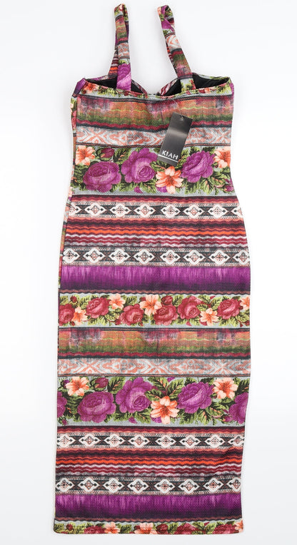 Kiah Womens Multicoloured Floral  Bodycon  Size 10