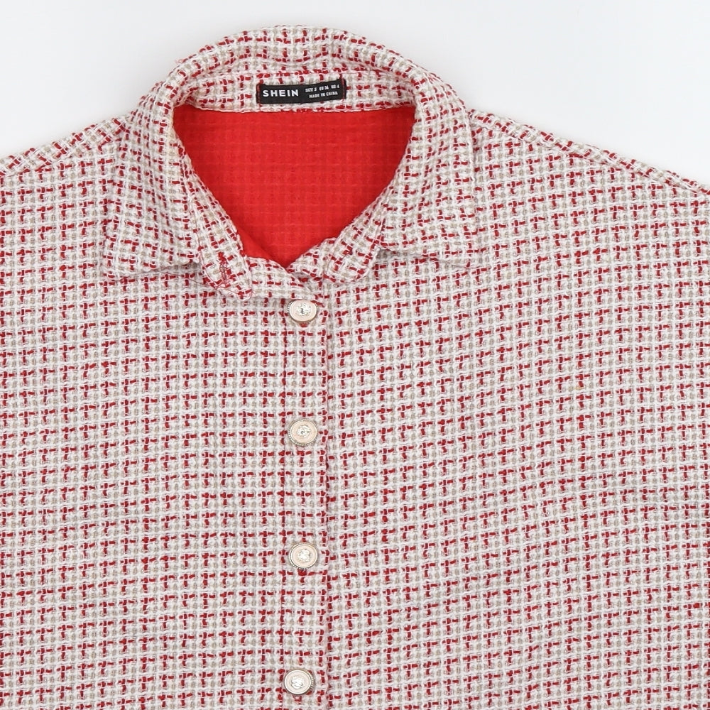 SheIn Womens Multicoloured Check  Basic Button-Up Size S  - Oversized