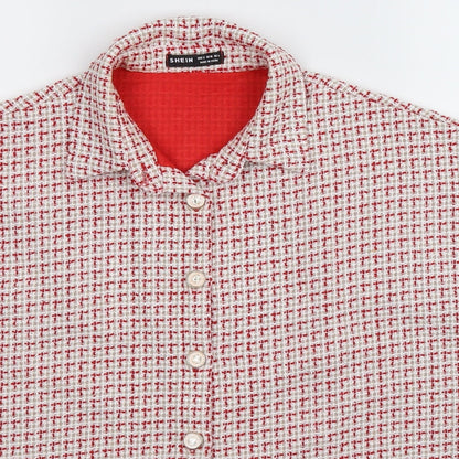SheIn Womens Multicoloured Check  Basic Button-Up Size S  - Oversized