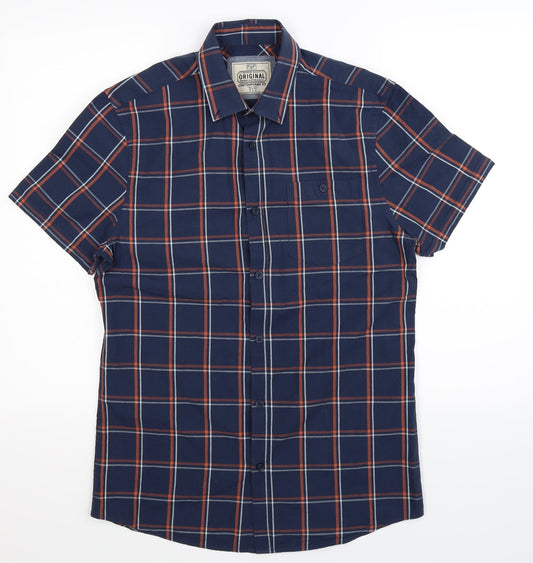 F&F Mens Blue Check   Button-Up Size S