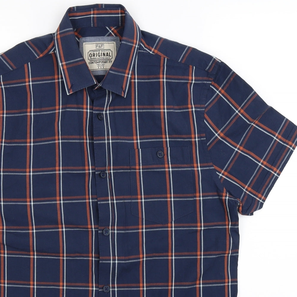 F&F Mens Blue Check   Button-Up Size S