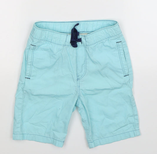 Front view of H&M boys’ blue bermuda shorts, size 4-5, years