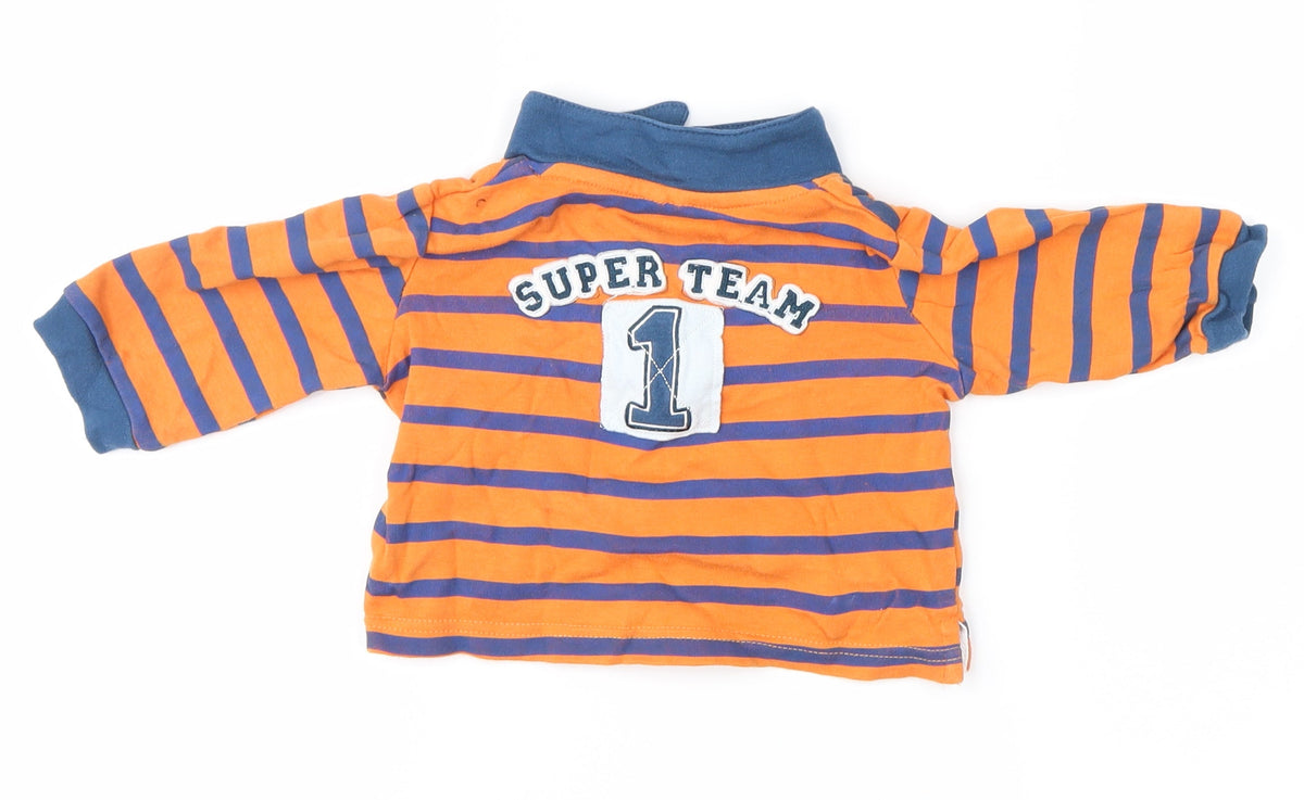 Back view of Eddie & Ella Orange Striped Basic Button-Up, size 9-12, Months