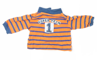 Back view of Eddie & Ella Orange Striped Basic Button-Up, size 9-12, Months