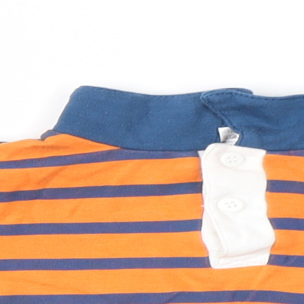 Close-up detail of Eddie & Ella Orange Striped Basic Button-Up, size 9-12, Months