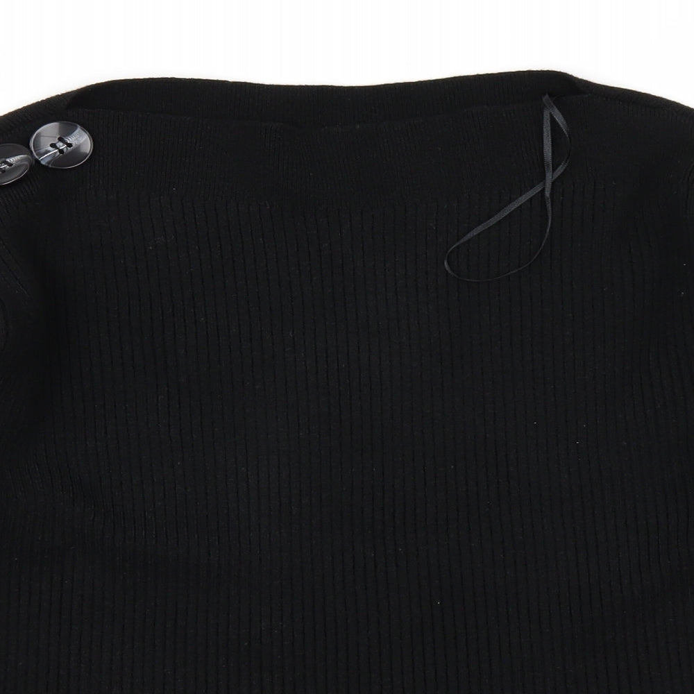 Close-up detail of River Island women’s black jumper, size XS