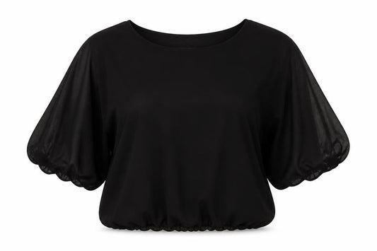 Front view of Select women’s black basic t-shirt, size UK 10