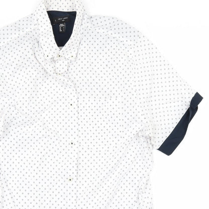 Mens UK Size L New Look White  Button-Up Short Sleeve Casual Shirt