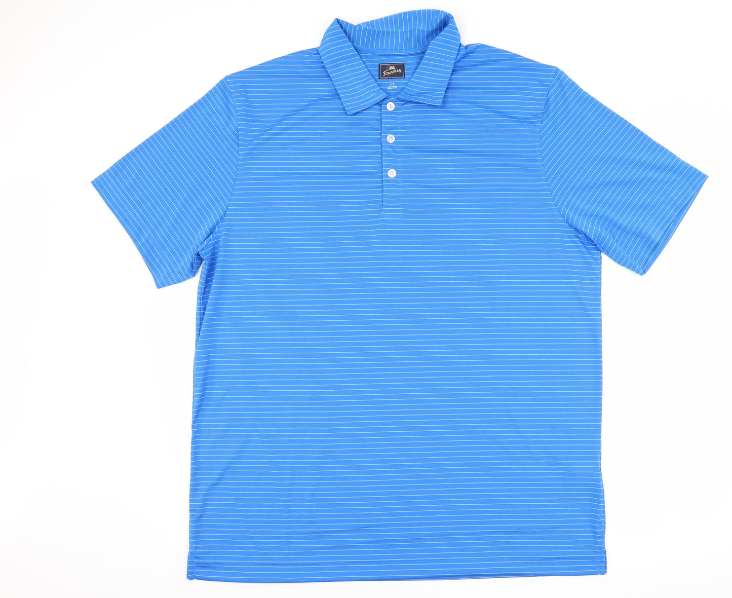 tourney Mens Blue Striped   Polo Size L