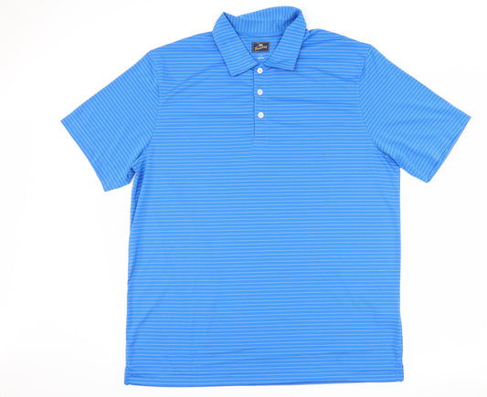 tourney Mens Blue Striped   Polo Size L