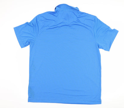 tourney Mens Blue Striped   Polo Size L
