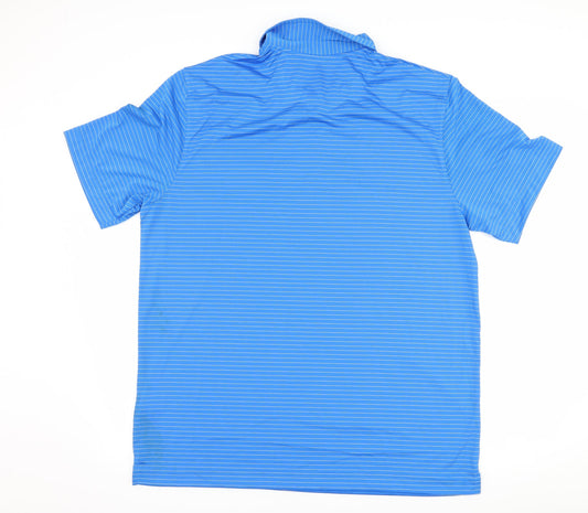 tourney Mens Blue Striped   Polo Size L