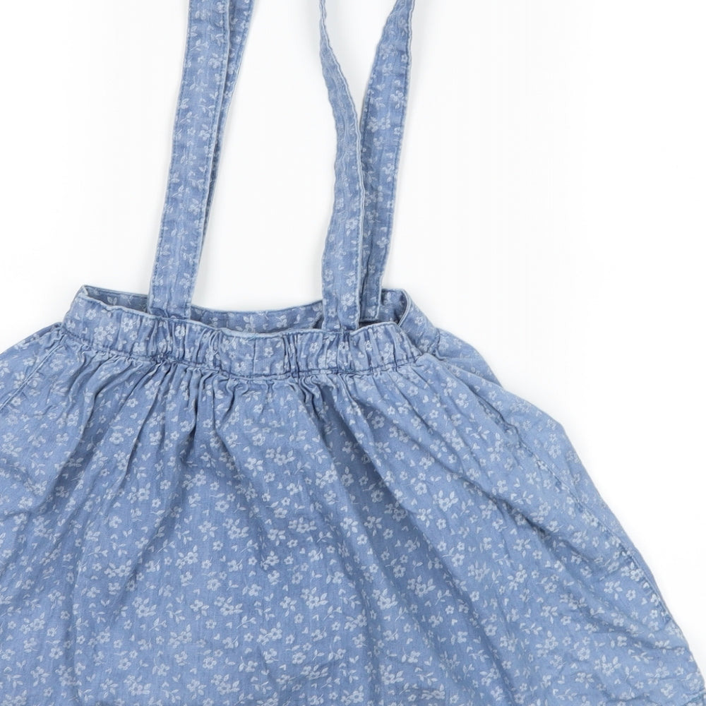 George Girls Blue Floral  A-Line Skirt Size 5-6 Years - Dungaree