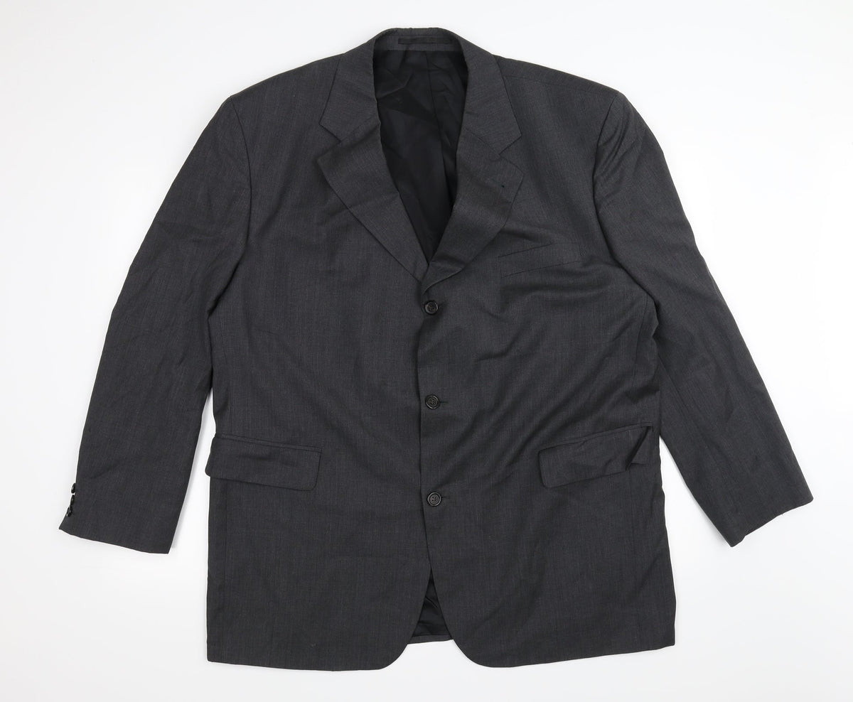 Front view of Guy Laroche men’s grey jacket blazer one size - padded shoulders