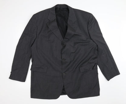 Front view of Guy Laroche men’s grey jacket blazer one size - padded shoulders