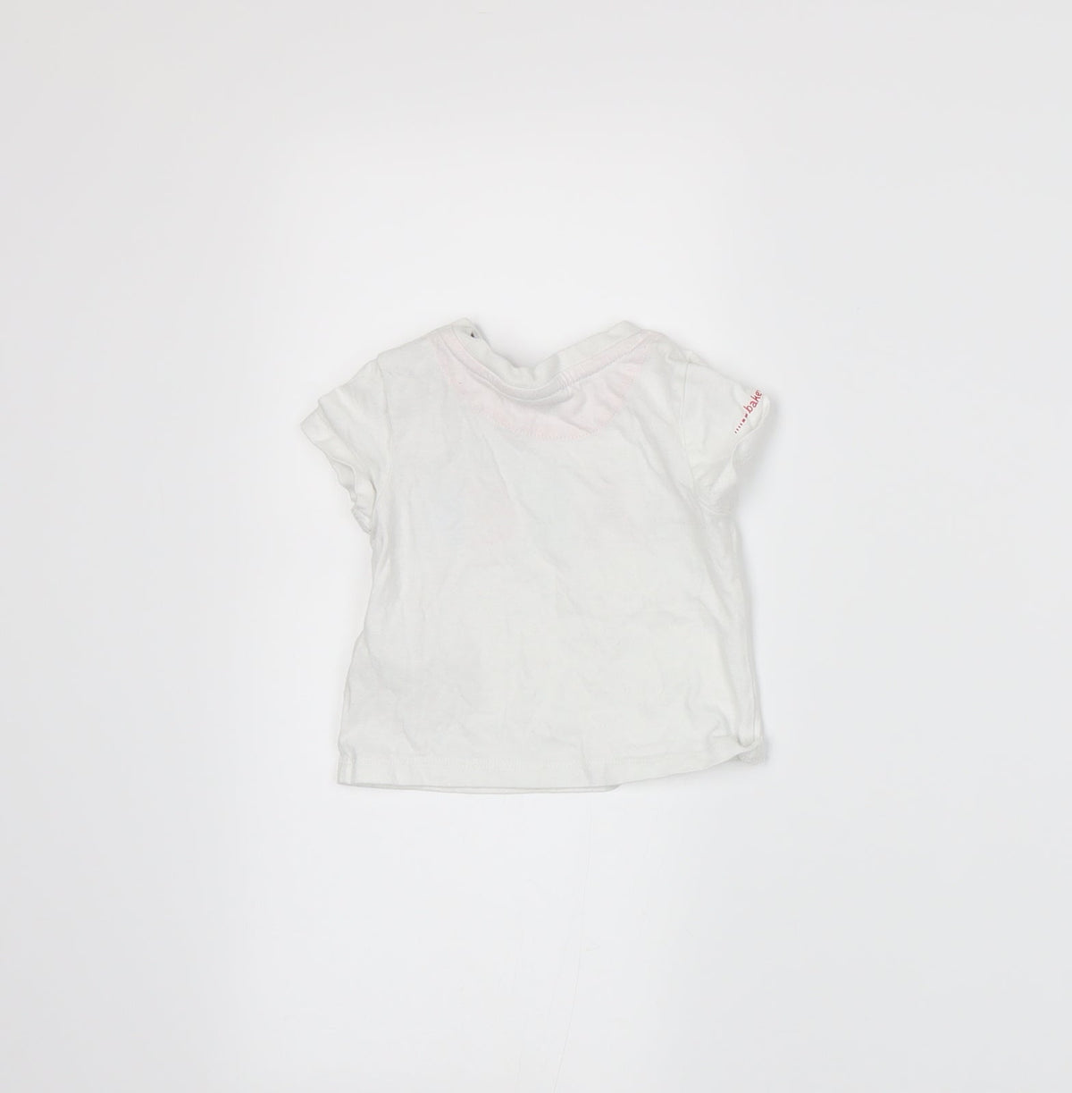 Back view of Baker boys’ white basic t-shirt, size 3-6, months