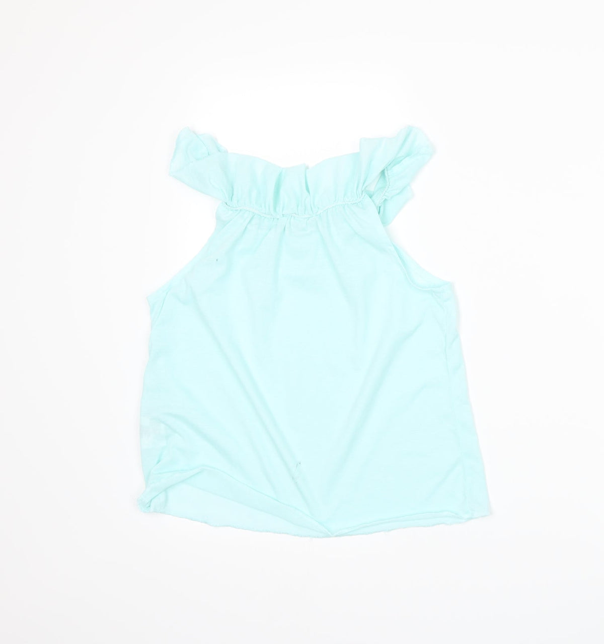 Back view of H&M girls’ blue basic tank, size 6-7, years