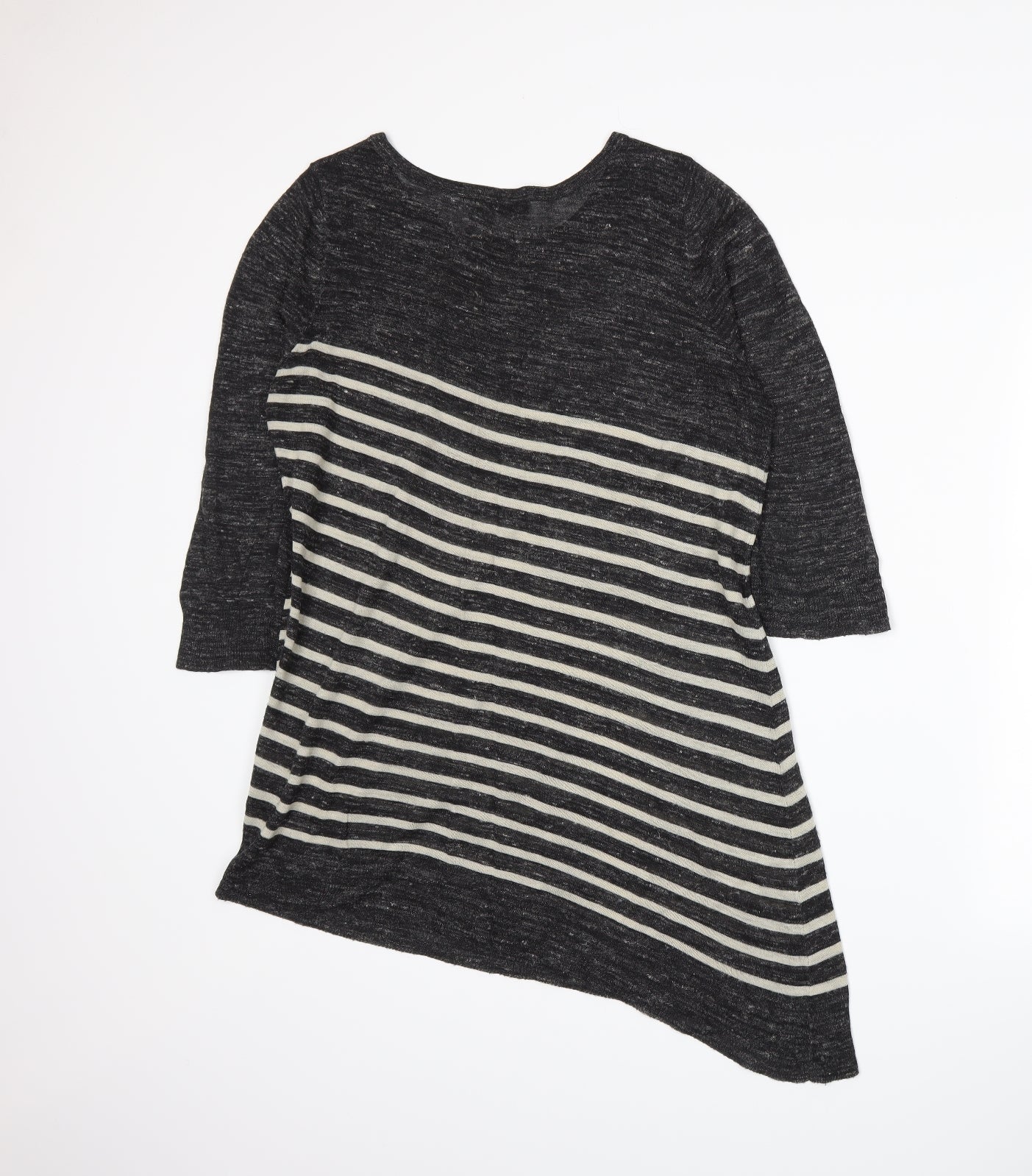 Marks and Spencer Womens Grey Striped Knit Pullover Jumper Size 14