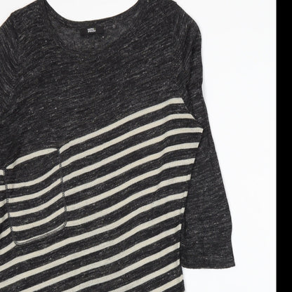 Marks and Spencer Womens Grey Striped Knit Pullover Jumper Size 14