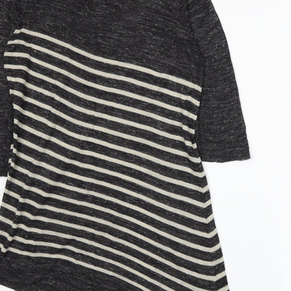 Marks and Spencer Womens Grey Striped Knit Pullover Jumper Size 14