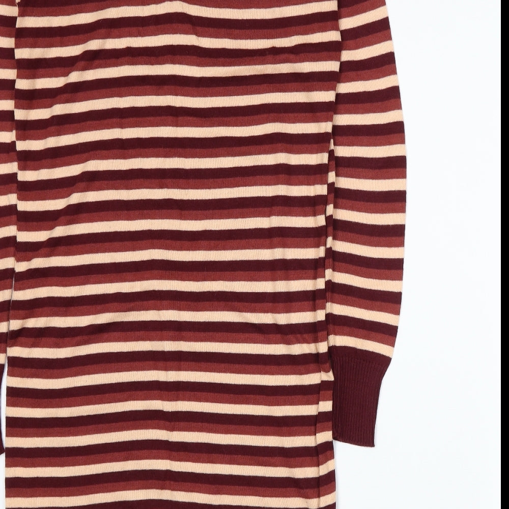 Redoute Womens Red Striped Knit A-Line  Size 8