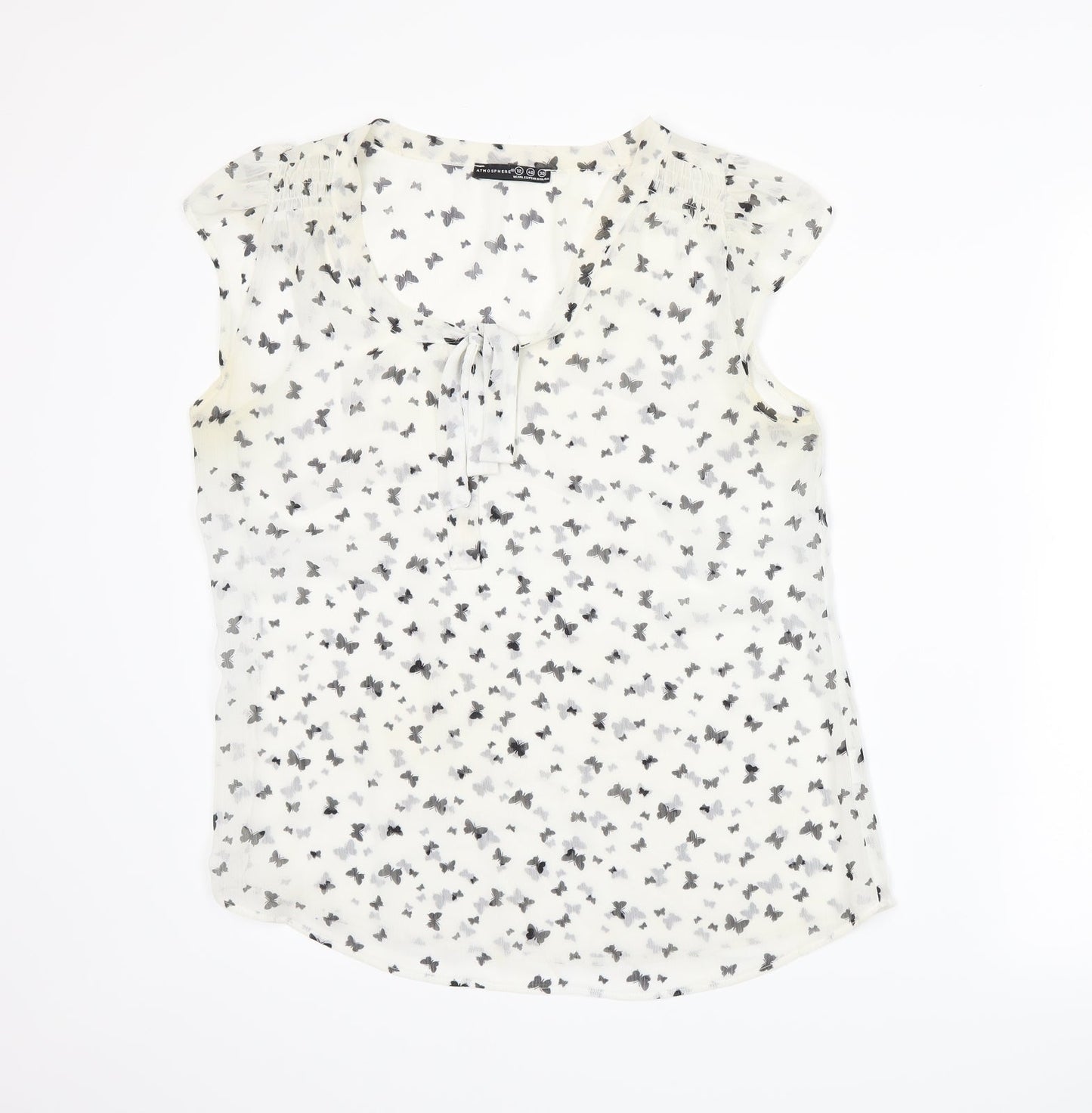 Atmosphere Womens White Animal Print  Basic Blouse Size 12