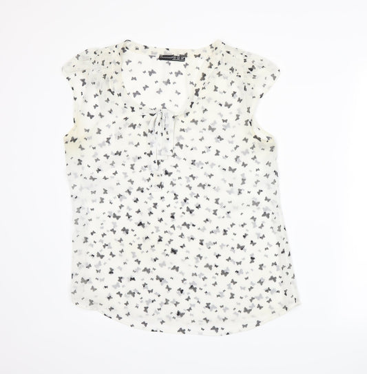 Atmosphere Womens White Animal Print  Basic Blouse Size 12