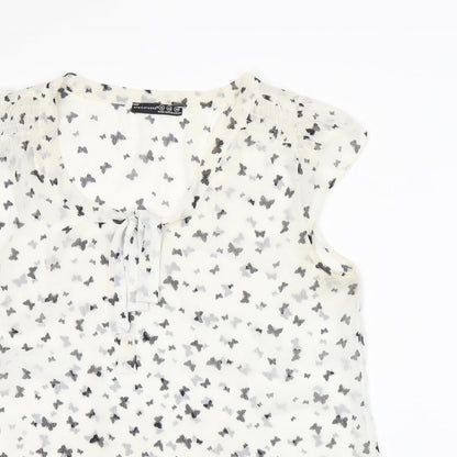Atmosphere Womens White Animal Print  Basic Blouse Size 12