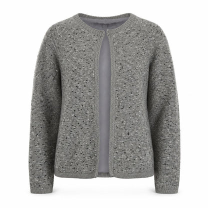 Front view of La Redoute women’s grey knit cardigan jumper, size L