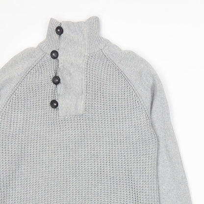 Preworn Mens Grey  Knit Henley Jumper Size S