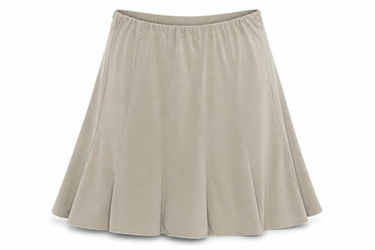 Front view of Forever women’s beige pleated skirt, size XL
