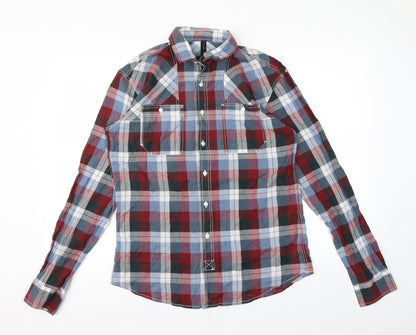 Mens UK Size M Crafted Red  Button-Up Long Sleeve Casual Shirt