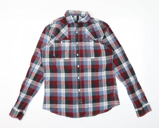 Mens UK Size M Crafted Red  Button-Up Long Sleeve Casual Shirt