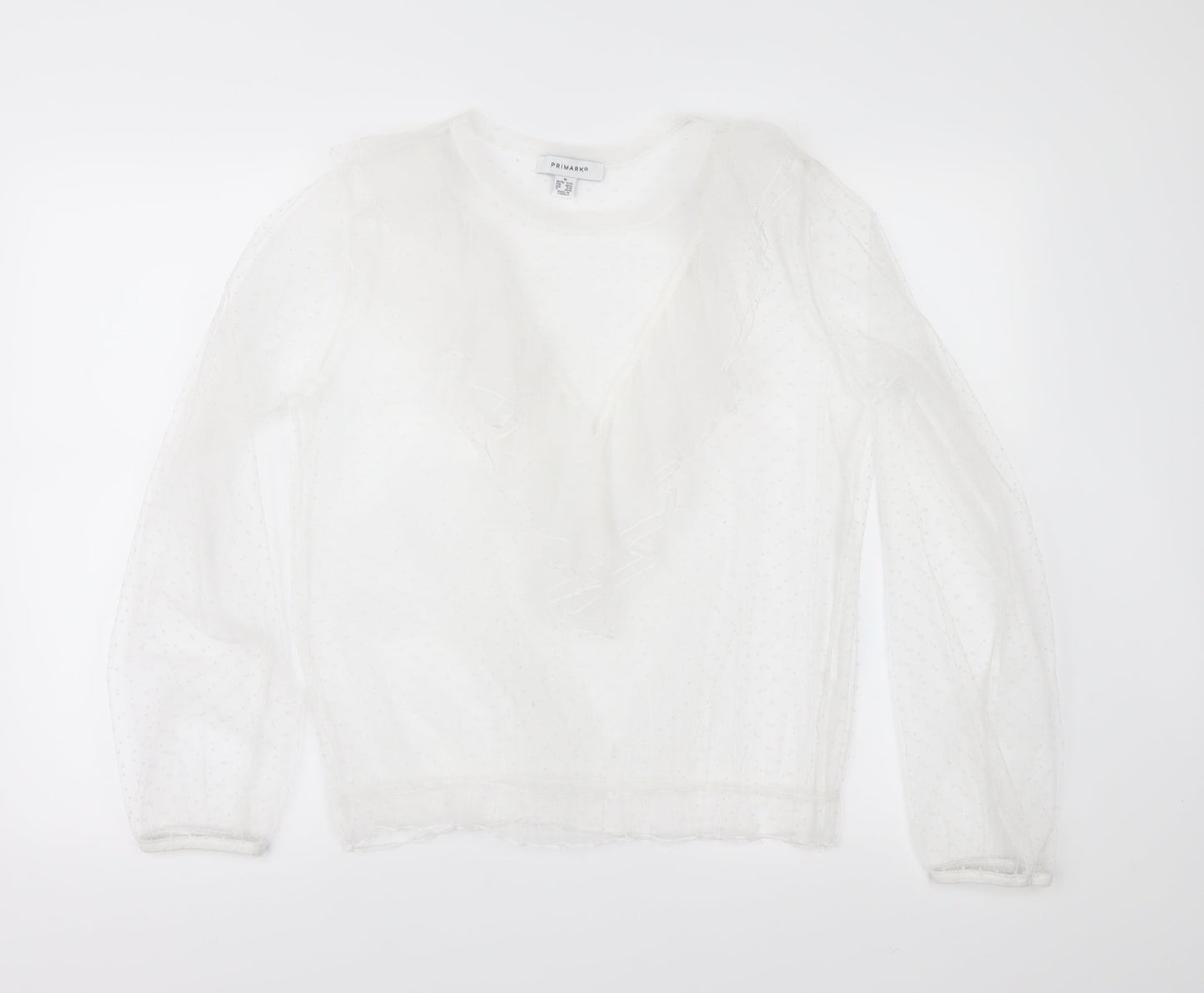 Primark Womens White Polka Dot  Basic Blouse Size 12