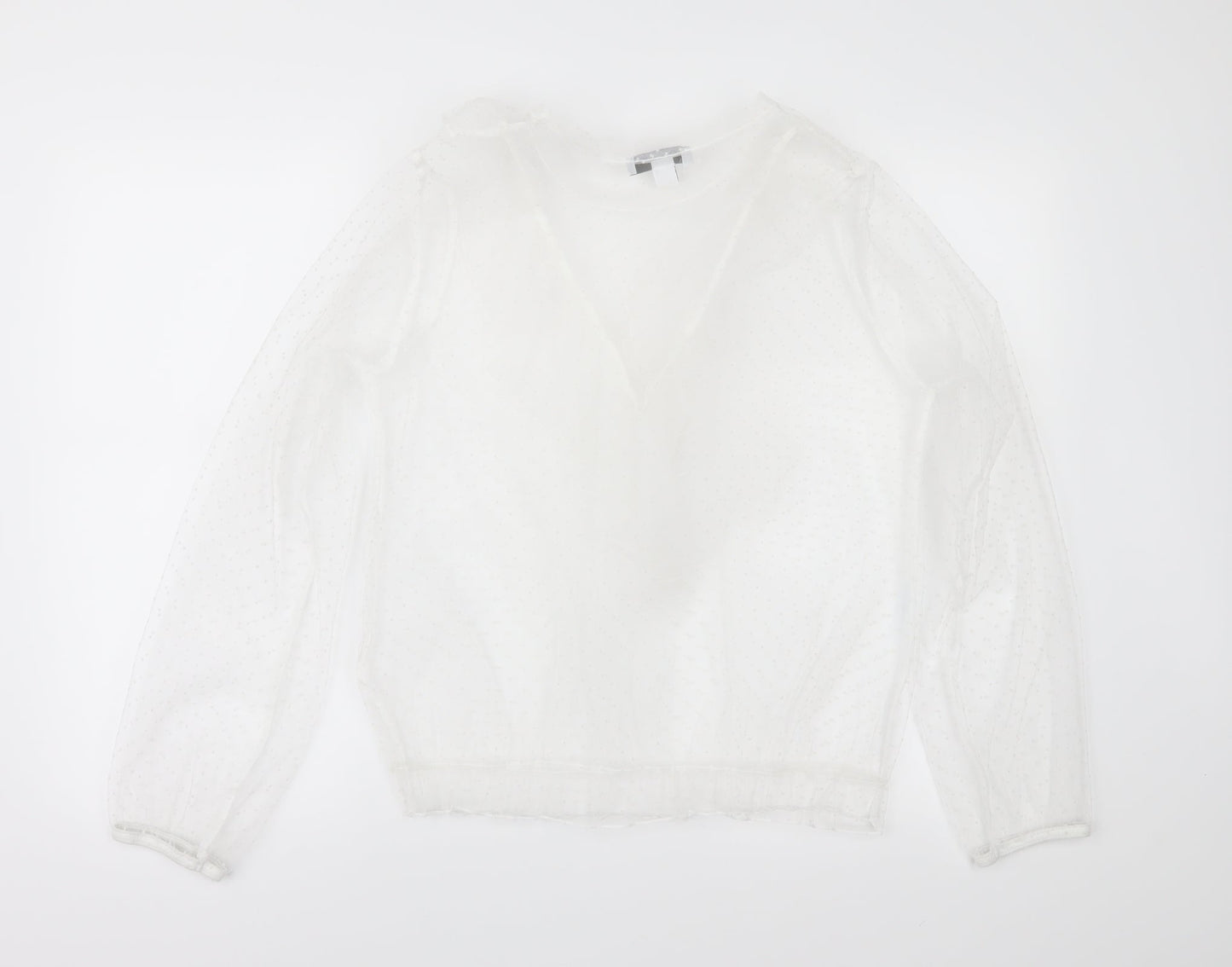 Primark Womens White Polka Dot  Basic Blouse Size 12