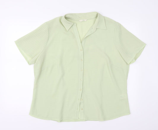 Womens UK Size 20 Marks and Spencer Green Basic Button-Up