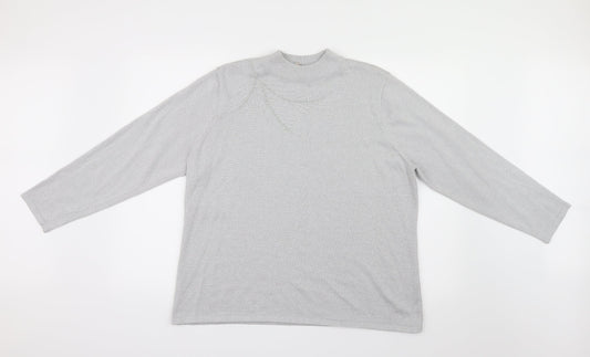 Bm collection Womens Grey Geometric Knit Pullover Jumper Size L