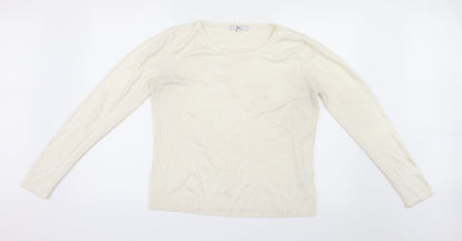 Kliss Womens White  Knit Pullover Jumper Size L