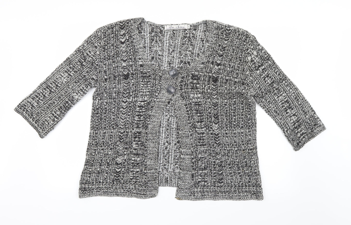 Pure & Natural Womens Black  Knit Cardigan Jumper Size XL