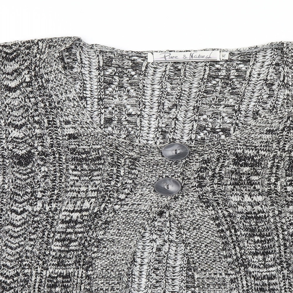 Pure & Natural Womens Black  Knit Cardigan Jumper Size XL