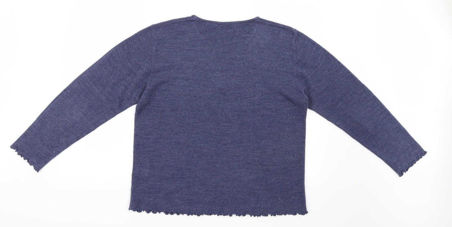 Elizabeth Scott  Womens Blue Geometric Knit Pullover Jumper Size L